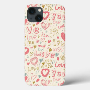 Coque Case-Mate iPhone Motif romantique avec des coeurs et des lèvres