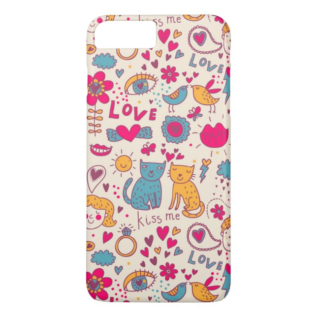 Coques Case-Mate iPhone Motif romantique coloré (Dos)