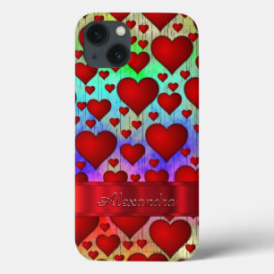 iPhone 13 Coque Motif romantique personnalisé de coeur