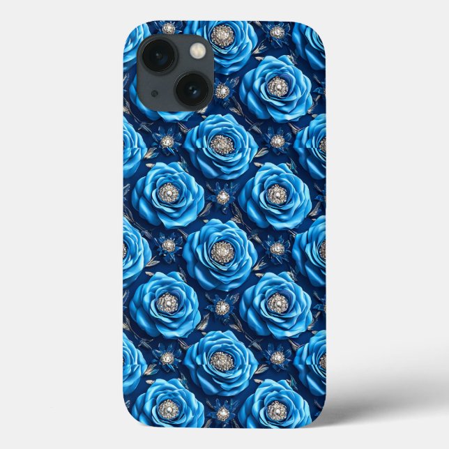 Coques Case-Mate iPhone Motif rose bleu 3d (Verso)