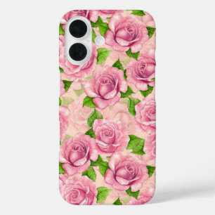 Coque Pour iPhone 16 Motif rose d'aquarelle rose