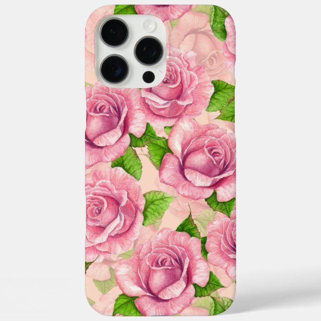 Coques Case-Mate iPhone Motif rose d'aquarelle rose (Verso)