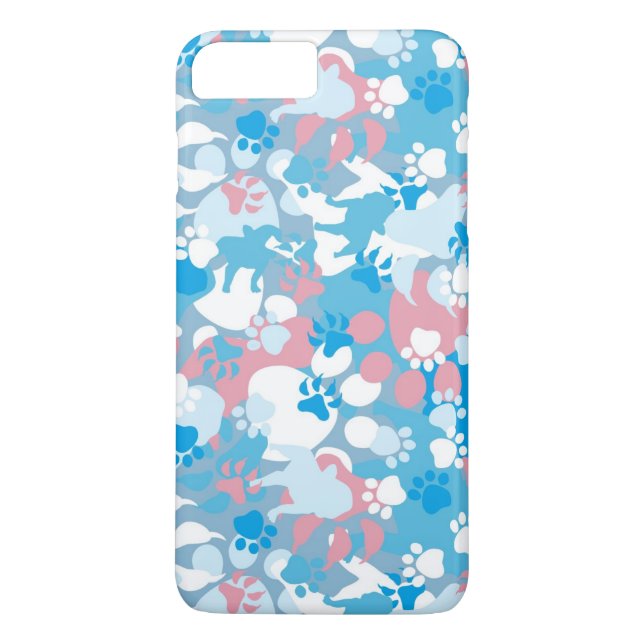 Coques Case-Mate iPhone Motif rose et bleu de chien de camouflage (Dos)