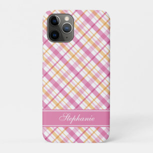 Coque iPhone 11 Pro Motif rose et orange de plaid