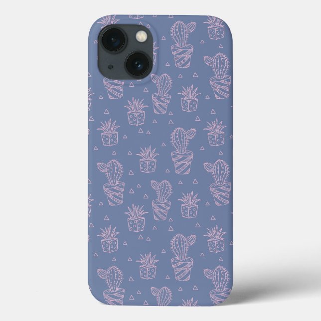 Coques Case-Mate iPhone Motif rose et pourpre de cactus de bande dessinée (Verso)