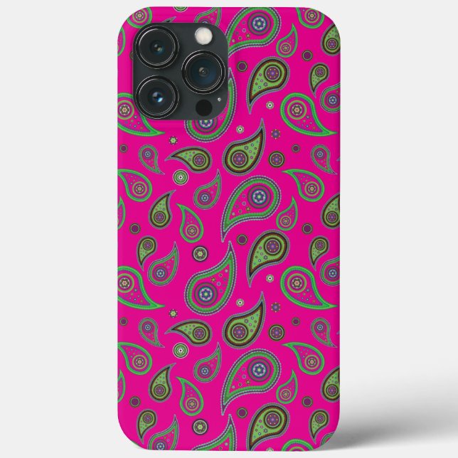 Coques Case-Mate iPhone Motif rose et vert Paisley (Verso)