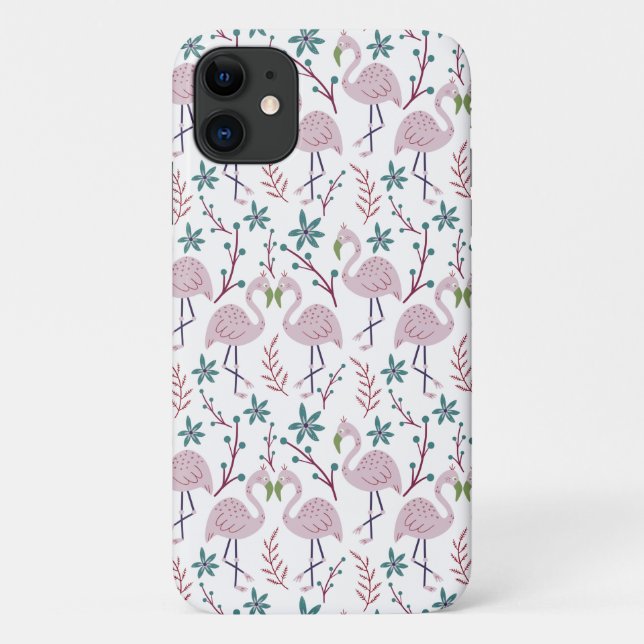 Coques Case-Mate iPhone Motif rose flamingo sans couture sur arrière - pla (Dos)