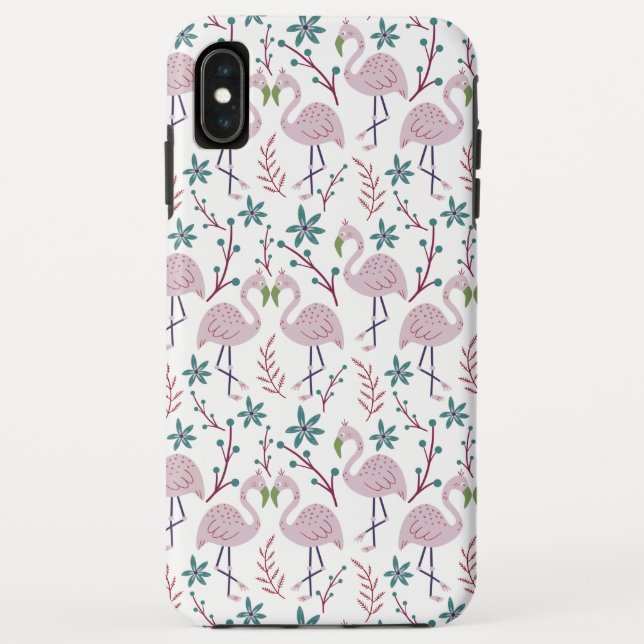 Coques Case-Mate iPhone Motif rose flamingo sans couture sur arrière - pla (Dos)