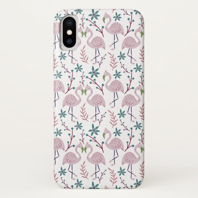 Coques Case-Mate iPhone Motif rose flamingo sans couture sur arrière - pla (Dos)