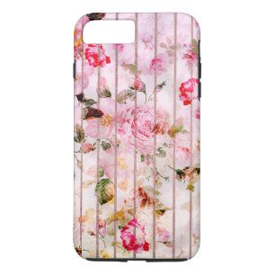 Case-Mate iPhone Case Motif rose floral de rayures d'or d'aquarelle rose