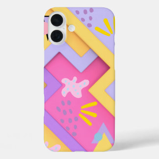 Coque Pour iPhone 16 Plus Motif rose géométrique tendance du milieu du siècl