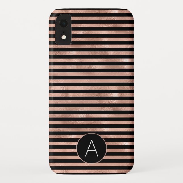 Coques Case-Mate iPhone Motif rose Gold et Black Girly rayé (Dos)