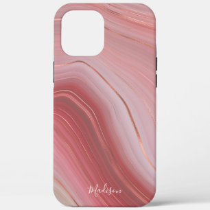 Case-Mate iPhone Case Motif rose Gold et Rose Agate avec nom