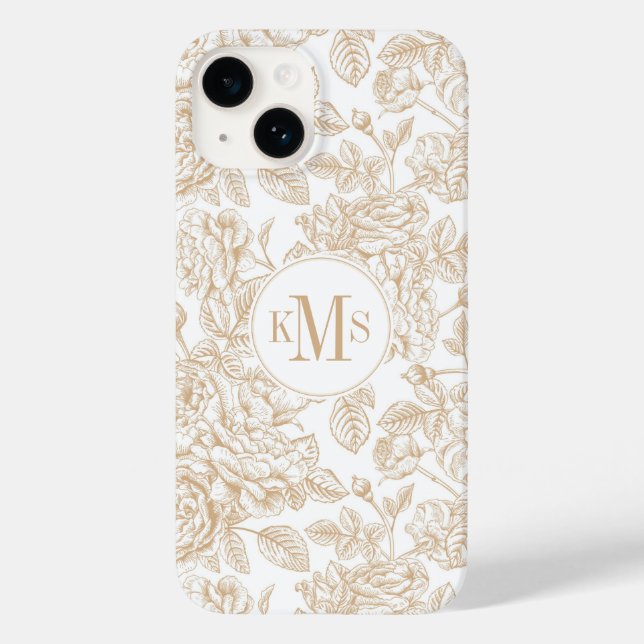 Coques Case-Mate iPhone Motif Rose Vintage beige (Verso)