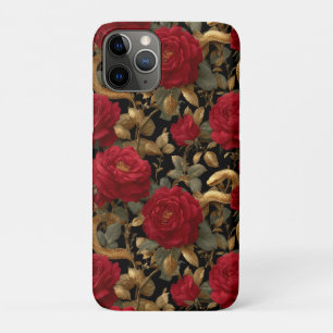 Case-Mate iPhone Case Motif Roses Rouges et Serpents Dorés