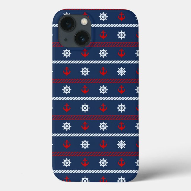 Coques Case-Mate iPhone Motif Rouge Blanc Et Bleu Océan (Verso)