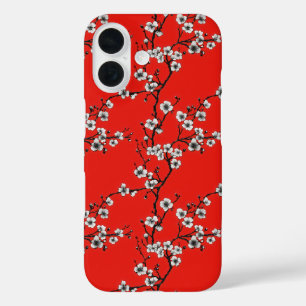 Coque Pour iPhone 16 Motif rouge blanc Sakura