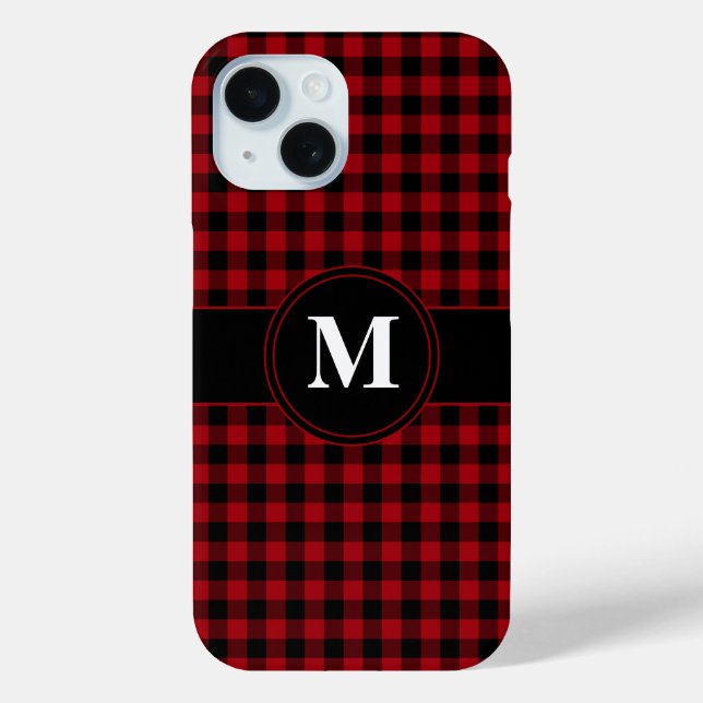 Coques Case-Mate iPhone Motif rouge Monogramme moderne (Verso)