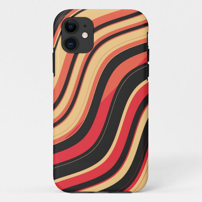Coques Case-Mate iPhone Motif rouge noir rose rayures ondulées (Dos)