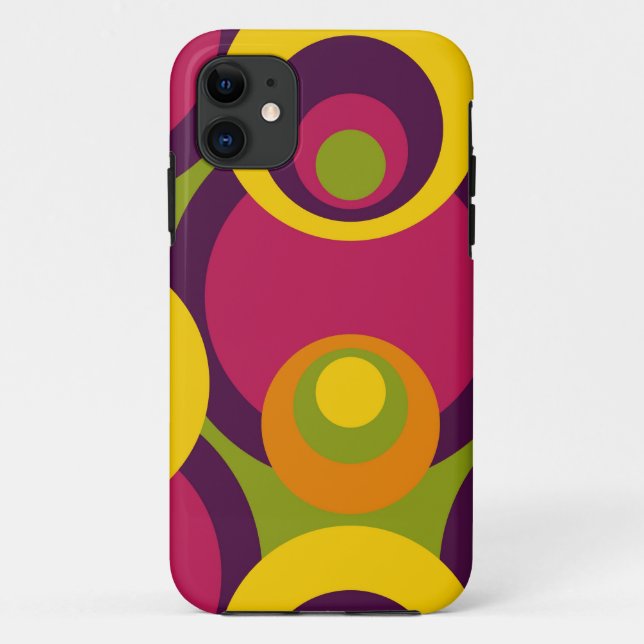 Coques Case-Mate iPhone Motif rouge violet orange jaune des cercles rétro (Dos)