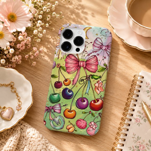 Coques Case-Mate iPhone motif ruban et cerise  (bow and cherry pattern Case-Mate iPhone case)
