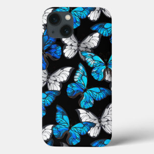 Case-Mate iPhone Case Motif sans couleur foncée avec papillons bleus Mor