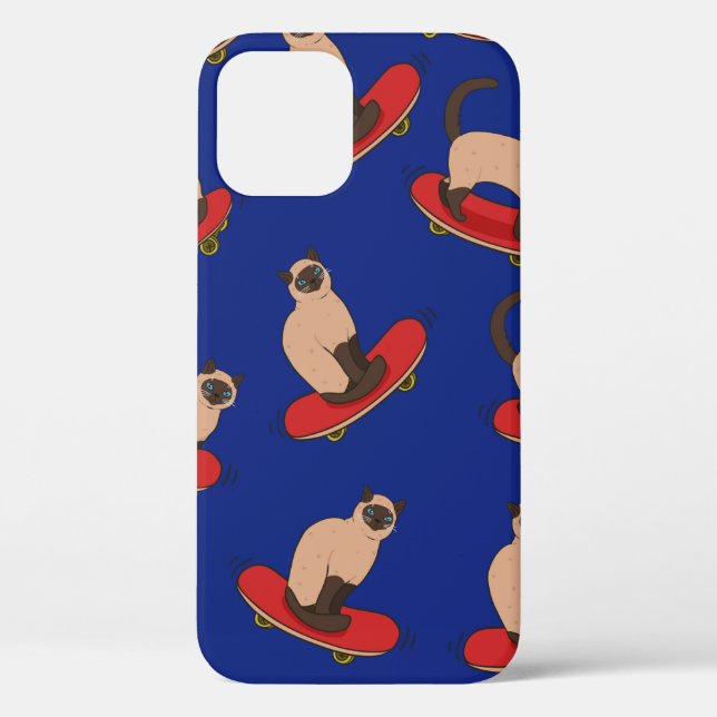 Coques Case-Mate iPhone Motif sans couture avec chats siamois sur skateboa (Verso)