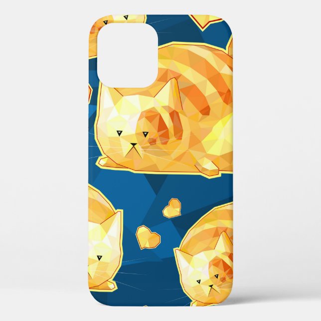Coques Case-Mate iPhone Motif sans couture avec de mignons chats en carica (Verso)
