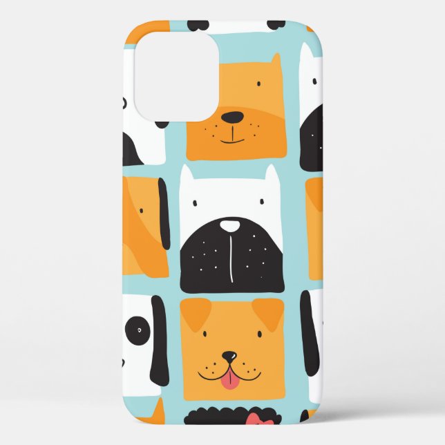 Coques Case-Mate iPhone Motif sans couture avec des chiens mignons.  (Verso)