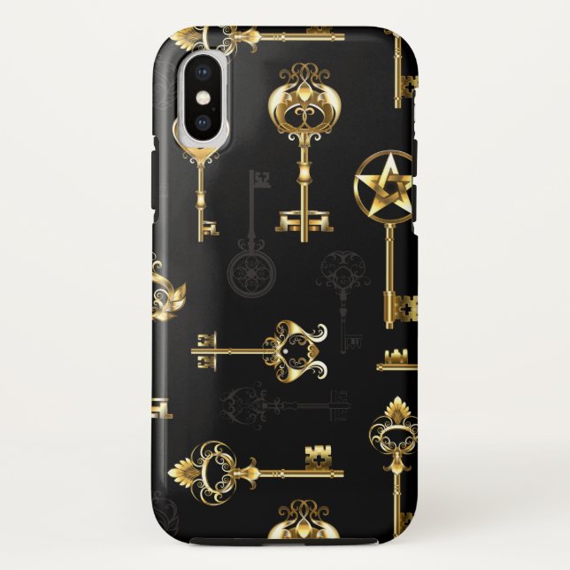 Coques Case-Mate iPhone Motif sans couture avec des clés dorées (Dos)