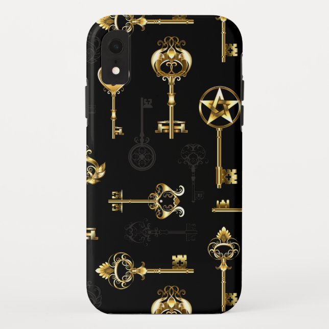 Coques Case-Mate iPhone Motif sans couture avec des clés dorées (Dos)