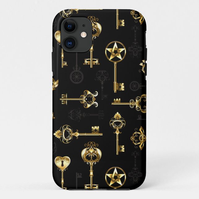 Coques Case-Mate iPhone Motif sans couture avec des clés dorées (Dos)
