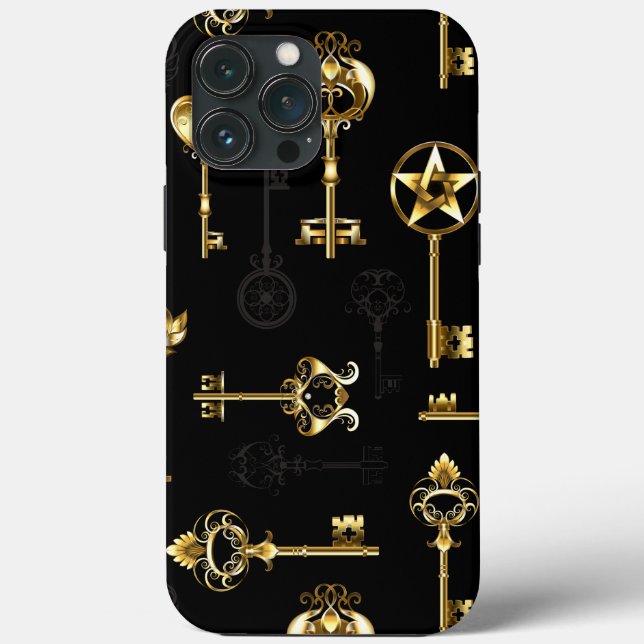 Coques Case-Mate iPhone Motif sans couture avec des clés dorées (Verso)