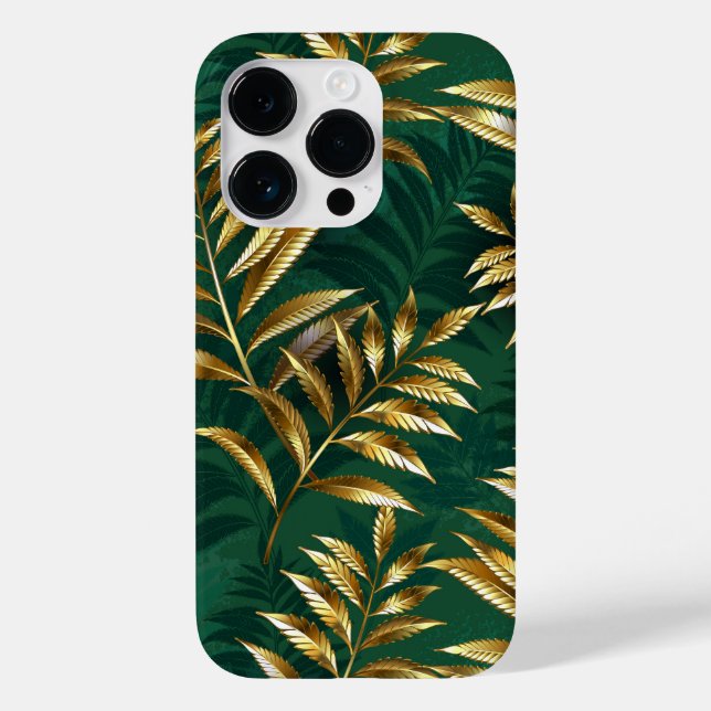 Coques Case-Mate iPhone Motif sans couture avec des fougères dorées (Verso)
