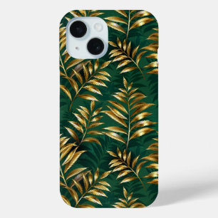 Coque Case-Mate iPhone Motif sans couture avec des fougères dorées