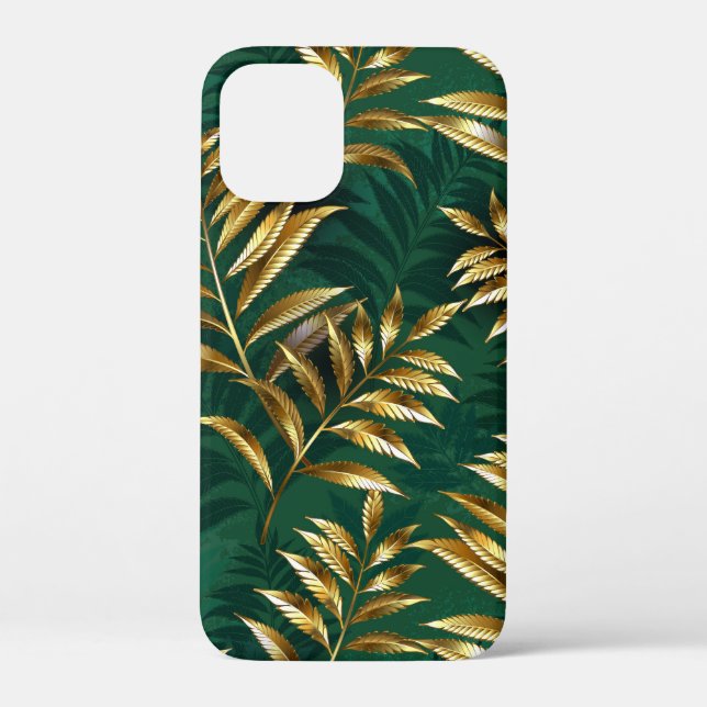Coques Case-Mate iPhone Motif sans couture avec des fougères dorées (Verso)