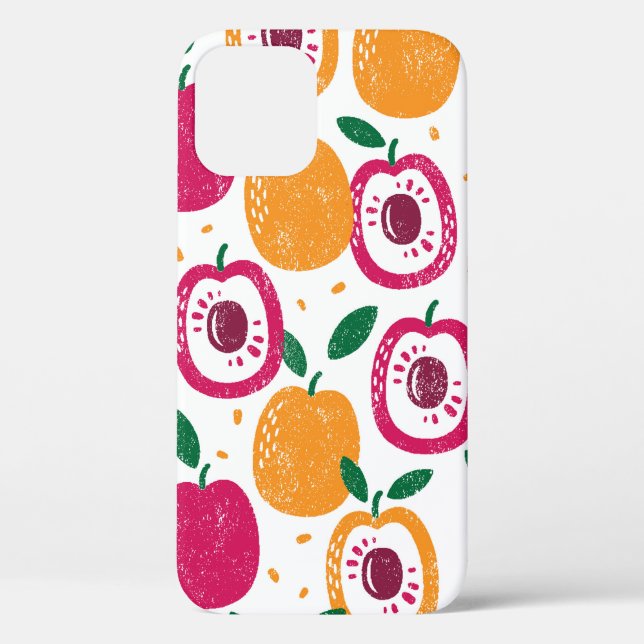 Coques Case-Mate iPhone Motif sans couture avec des fruits. Timbre texturé (Verso)