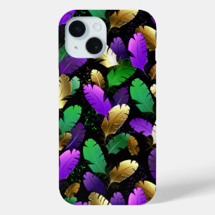 Coque Case-Mate iPhone Motif sans couture avec des plumes de Mardi Gras