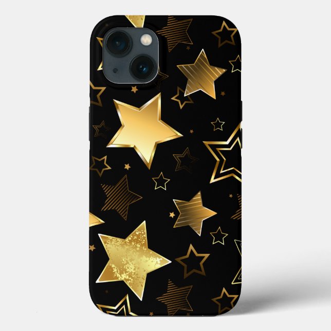 Coques Case-Mate iPhone Motif sans couture avec étoiles d'or (Verso)