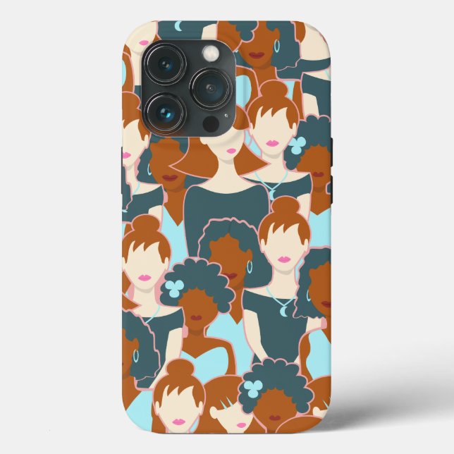 Coques Case-Mate iPhone Motif sans couture avec filles noires et blanches (Verso)