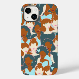 Coque Case-Mate iPhone Motif sans couture avec filles noires et blanches