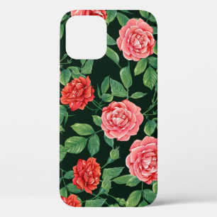 Case-Mate iPhone Case Motif sans couture avec fleurs de roses rouges. Co