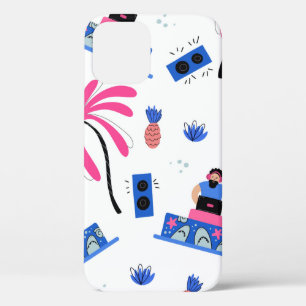 Case-Mate iPhone Case Motif sans couture avec joyeux dj palmiers pineapp