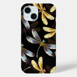 Coque Case-Mate iPhone Motif sans couture avec libellules d'or
