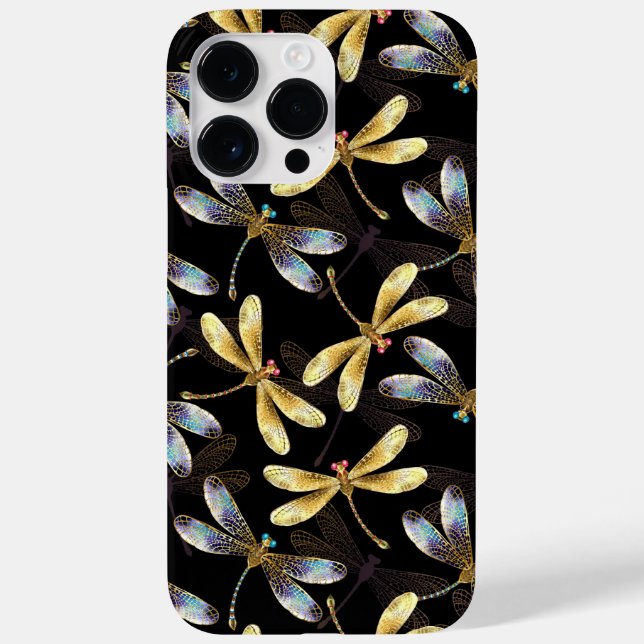 Coques Case-Mate iPhone Motif sans couture avec libellules d'or (Verso)