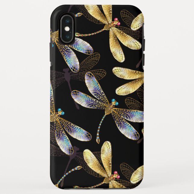 Coques Case-Mate iPhone Motif sans couture avec libellules d'or (Dos)