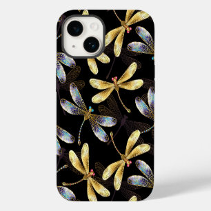 Coque Case-Mate iPhone Motif sans couture avec libellules dorées
