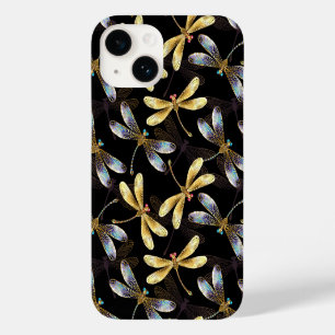Coque Case-Mate iPhone Motif sans couture avec libellules dorées