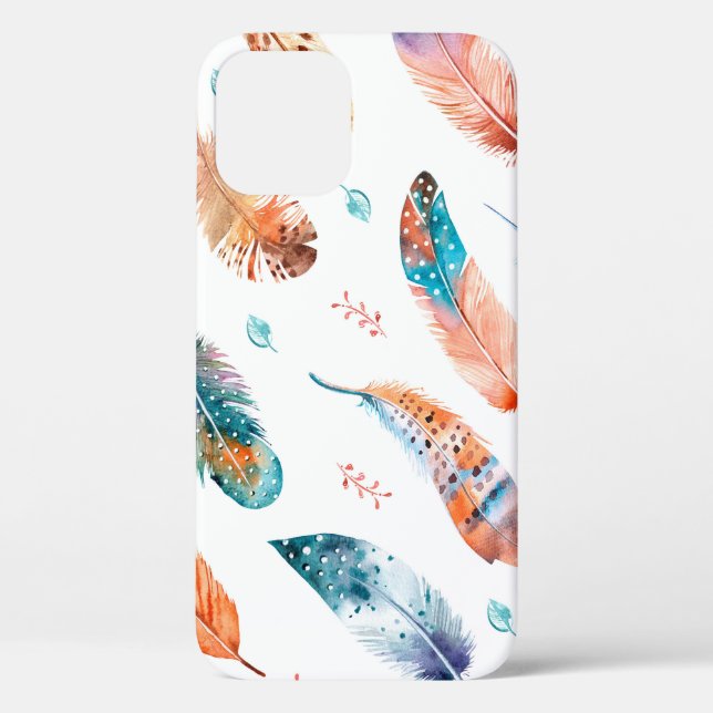 Coques Case-Mate iPhone Motif sans couture avec plumes dessinées à la main (Verso)