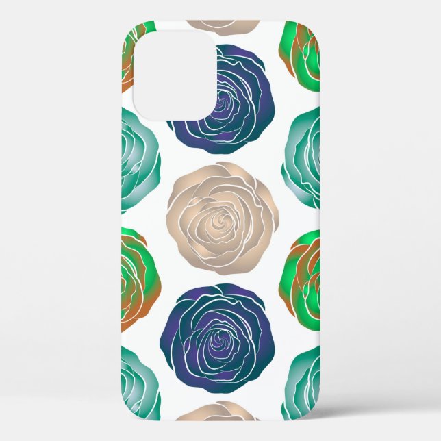 Coques Case-Mate iPhone Motif sans couture beige, verte et violette.  (Verso)